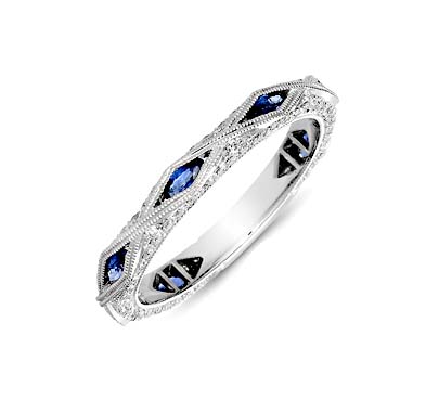 Blue Sapphire and Diamond Band 1.0 Carat Total Weight