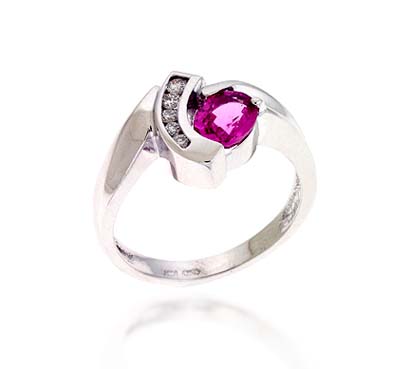 Pink Sapphire & Diamond Ring 1.18 Carat Total Weight