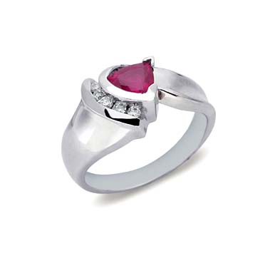 Genuine Ruby & Diamond Ring 0.95 Carat Total Weight