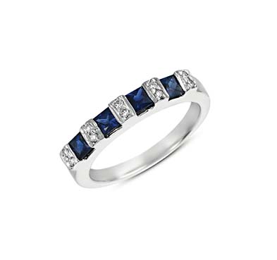 Genuine Sapphire & Diamond Ring 3/4 Carat Total Weight