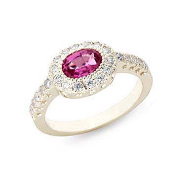 Genuine Pink Sapphire & Diamond Ring 1.5 Carat Total Weight