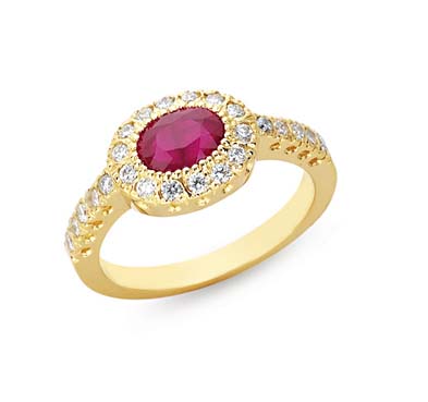 Genuine Ruby & Diamond Ring 1.36 Carat Total Weight