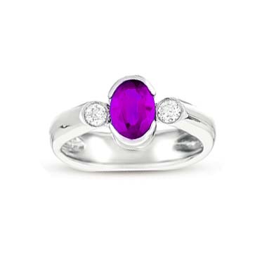 Amethyst & Diamond Ring 3/4 Carat Total Weight