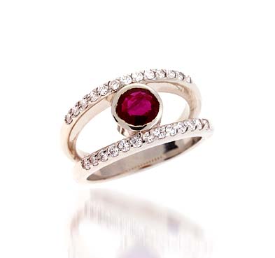 Genuine Ruby & Diamond Ring 1.18 Carat Total Weight
