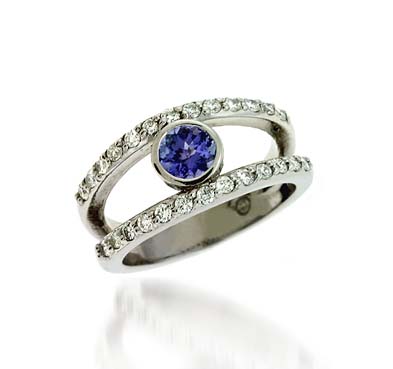 Genuine Tanzanite & Diamond Ring 1.06 Carat Total Weight