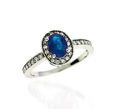 Sapphire & Diamond Ring 1.29 Carat Total Weight