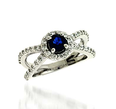 Genuine Sapphire and Diamond Ring 1.36 Carat Total Weight