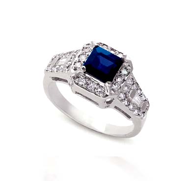 Sapphire & Diamond Ring 2.11 Carat Total Weight