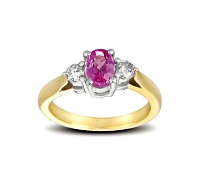 Genuine Pink Sapphire and Diamond Ring 1.33 Carat Total Weight