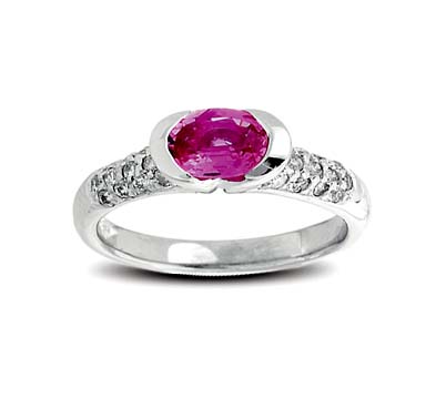Genuine Pink Sapphire & Diamond Ring 1.29 Carat Total Weight