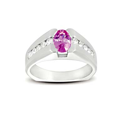 Pink Sapphire and Diamond Ring 1.54 Carat Total Weight