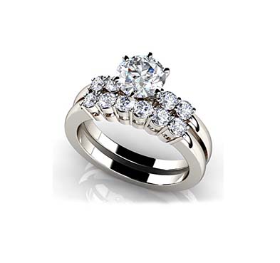 Five Across Bridal Set Ring 1.0 Carat Total Weight