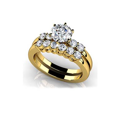 Five Across Bridal Set Ring 1.0 Carat Total Weight