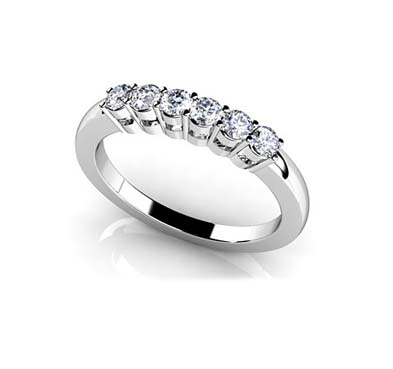 6 Stone Wedding/Anniversary Band 1/3 Carat Total Weight