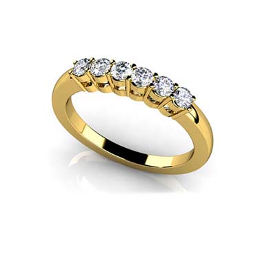 6 Stone Wedding/Anniversary Band 1/3 Carat Total Weight