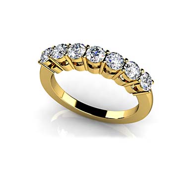 Classic 7 Stone Wedding/Anniversary Bang Ring 1/2 Carat Total Weight