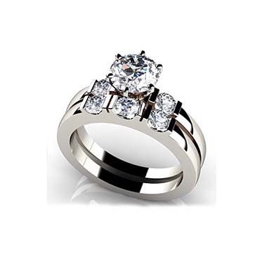 Deco Bridal Set Ring 0.85 Carat Total Weight