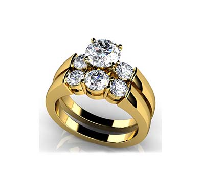 Triple Diamond Bridal Set Ring 1.38 Carat Total Weight