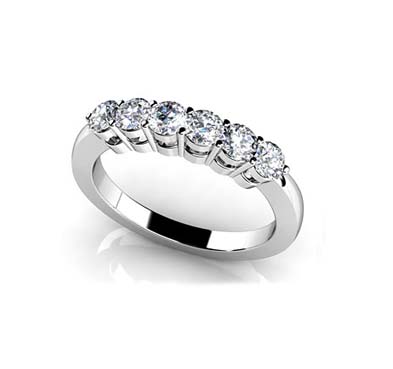 6 Stone Wedding and Anniversary Band 1/2 Carat Total Weight