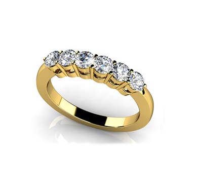 6 Stone Wedding and Anniversary Band 1/2 Carat Total Weight