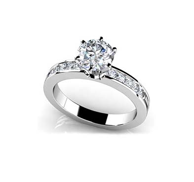 Diamond Band Center Focus Engagement Ring 3/4 Carat Total Weight