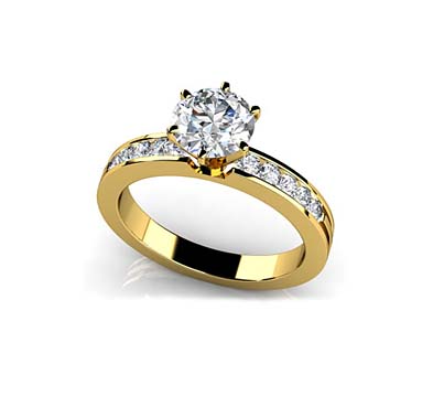 Diamond Band Center Focus Engagement Ring 3/4 Carat Total Weight