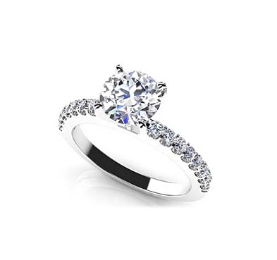 Prong Set Side Diamond Engagement Ring 0.69 Carat Total Weight