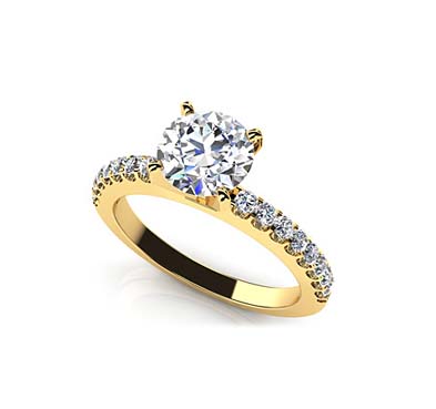 Prong Set Side Diamond Engagement Ring 0.69 Carat Total Weight