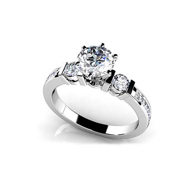 Triple Diamond Channel Engagement Ring 0.85 Carat Total Weight