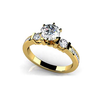 Triple Diamond Channel Engagement Ring 0.85 Carat Total Weight