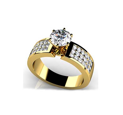 Triple Channel 6 Prong Engagement Ring 1.04 Carat Total Weight