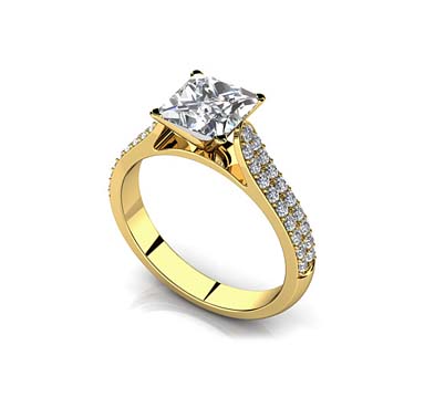 Splendid Romance Princess Cut Diamond Engagement Ring .90 Carat Total Weight