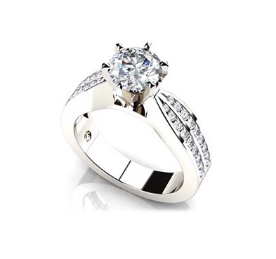 Elegant Six Prong Diamond Engagement Ring 1.0 Carat Total Weight