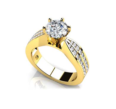 Elegant Six Prong Diamond Engagement Ring 1.0 Carat Total Weight