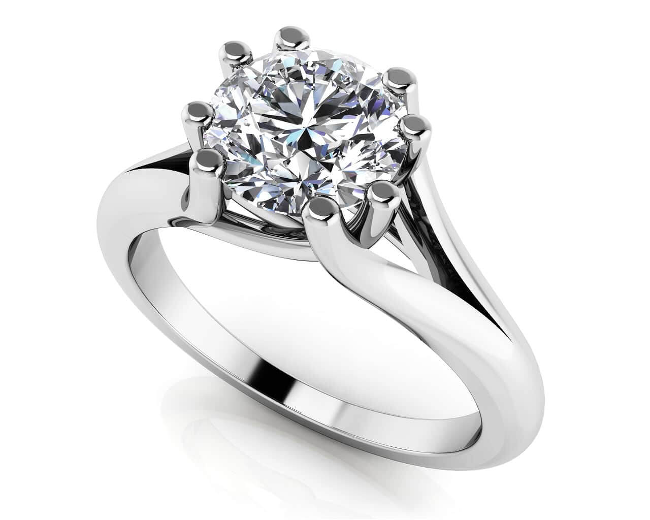 Round Brilliant Cut Eight Prongs Diamond Solitaire Engagement Ring 1/2 Carat Total Weight