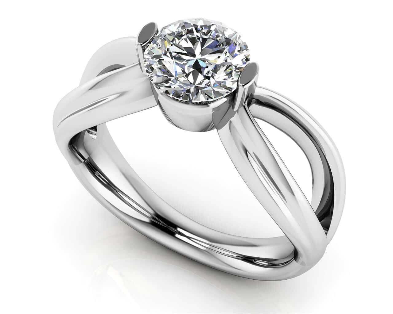 Endless Love Comfort Fit Diamond Solitaire Ring 1/2 Carat Total Weight