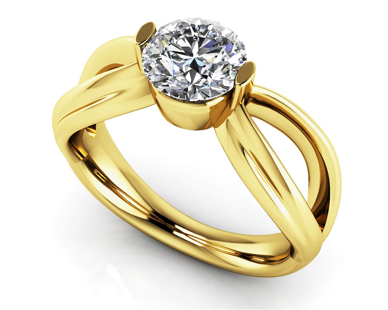 Endless Love Comfort Fit Diamond Solitaire Ring 1/2 Carat Total Weight