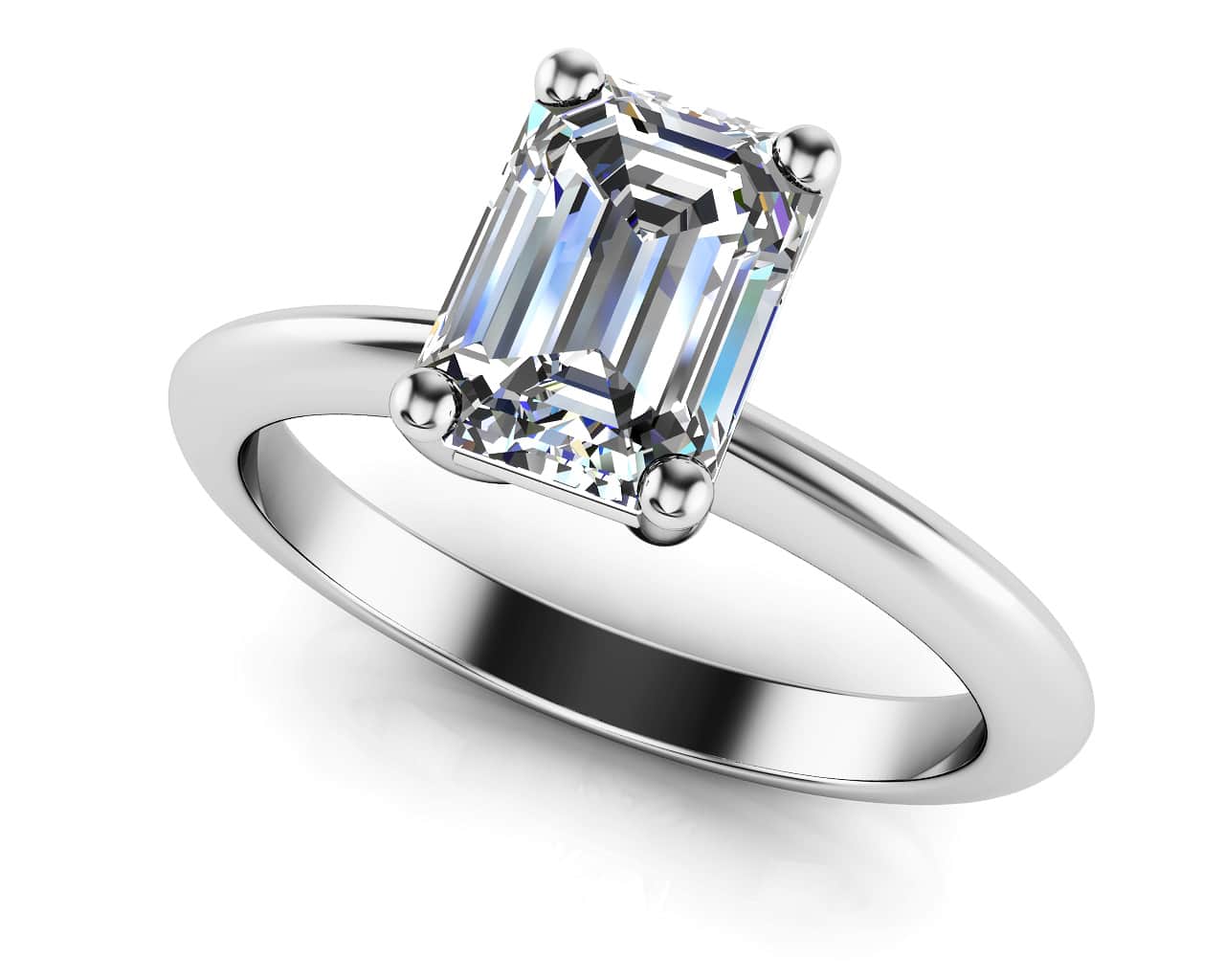 Classic Emerald Cut Diamond Engagement Ring 1/2 Carat Total Weight