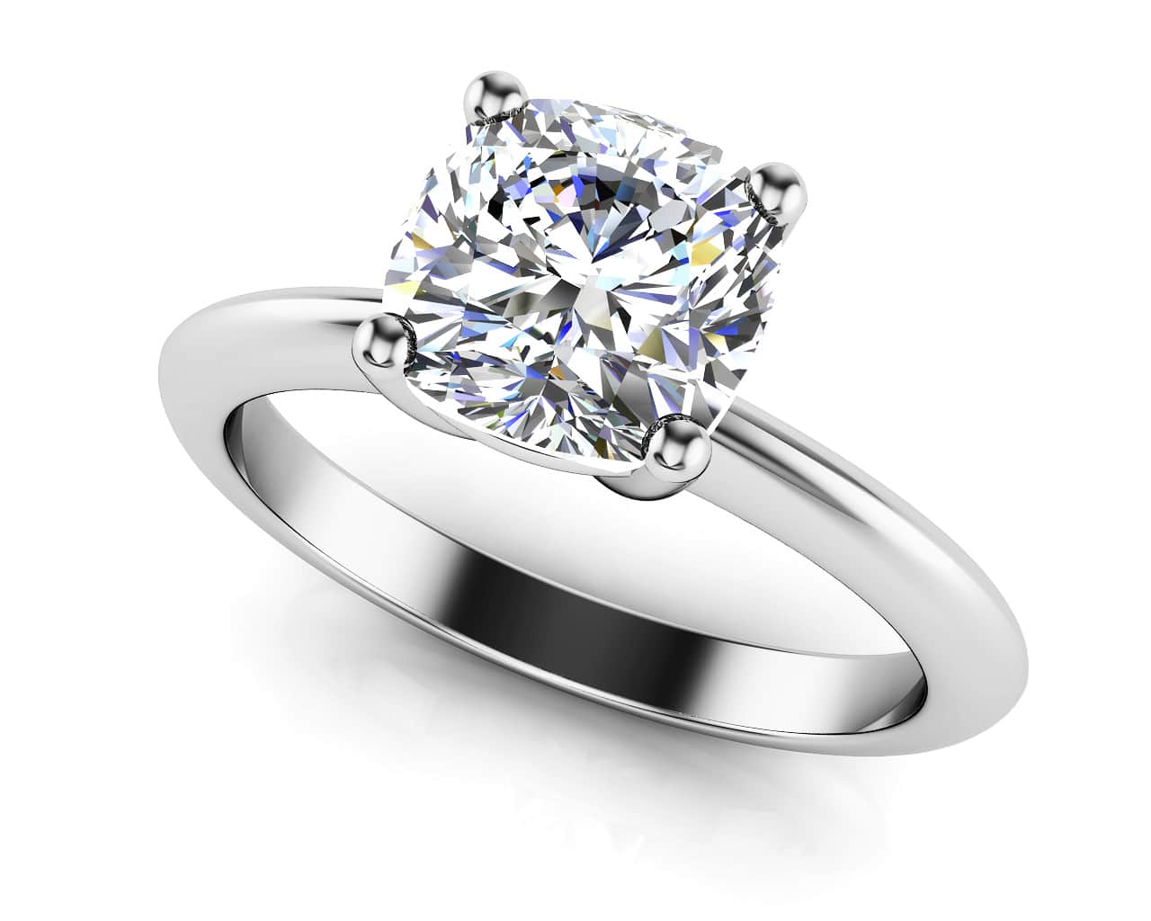 Captivating Cushion Cut Solitaire Engagement Ring 1/2 Carat Total Weight