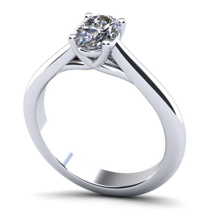 Elegant Oval Solitaire Engagement Ring 5/8 Carat Total Weight