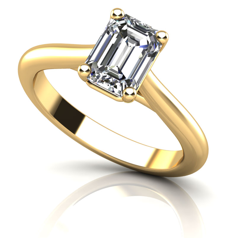 Emerald Cut Diamond Solitaire Engagement Ring 3/4 Carat Total Weight