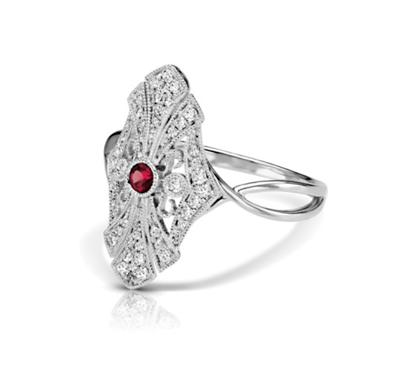 Ruby Cathedral Vintage Inspired Ring 1/4 Carat Total Weight