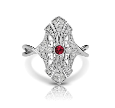 Ruby Cathedral Vintage Inspired Ring 1/4 Carat Total Weight