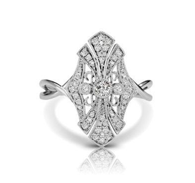 Diamond Cathedral Vintage Inspired Ring 1/4 Carat Total Weight