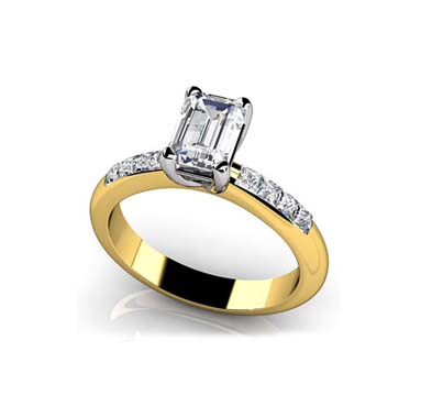 Emerald Cut Side Channel Ring 1.25 Carat Total Weight