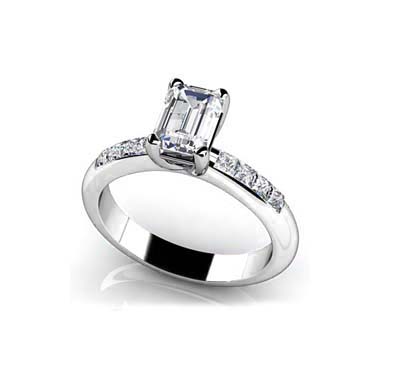 Emerald Cut Side Channel Ring 1.25 Carat Total Weight