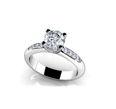 Raised Bridge Side Channel Engagement Ring 1.0 Carat Total Weight