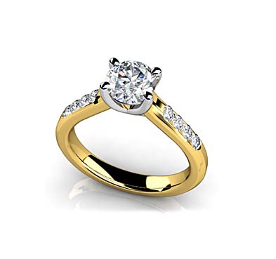 Engagement Ring with Side Diamonds 0.95 Carat Total Weight