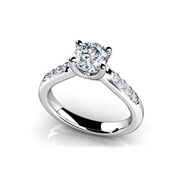 Engagement Ring with Side Diamonds 0.95 Carat Total Weight