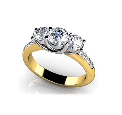 Eleven Stone Diamond Engagement Ring 0.79 Carat Total Weight